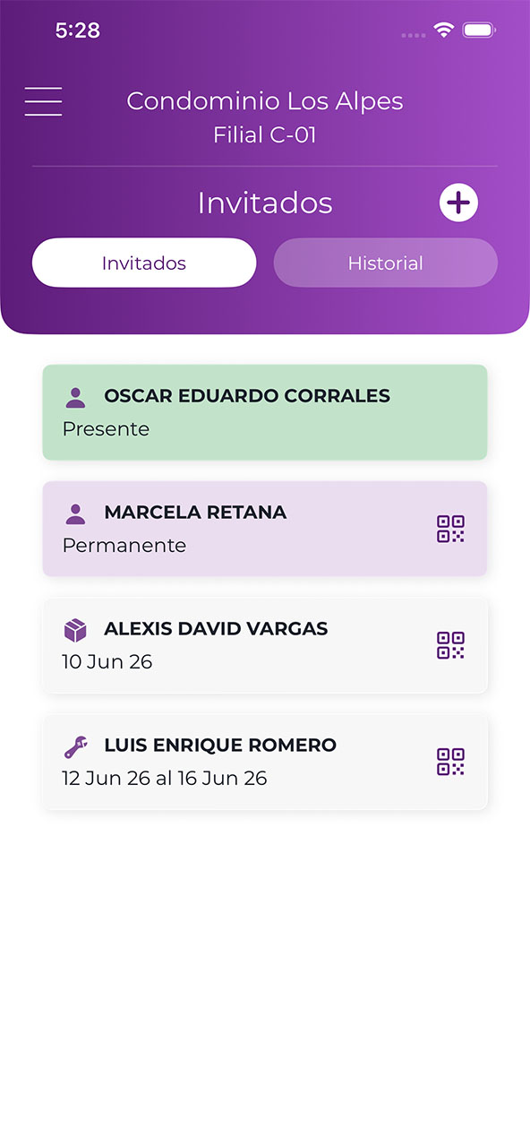 Pantalla de invitados de GoCondo